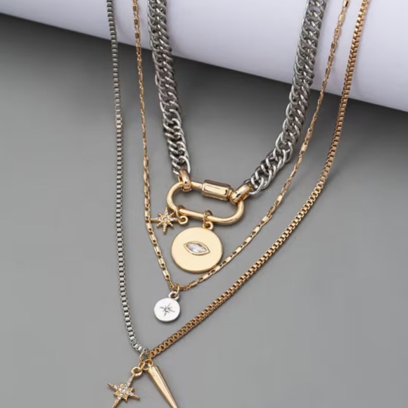 Jewelry - Soon NEW! Layered Gold and Silver Pendant Necklace Set